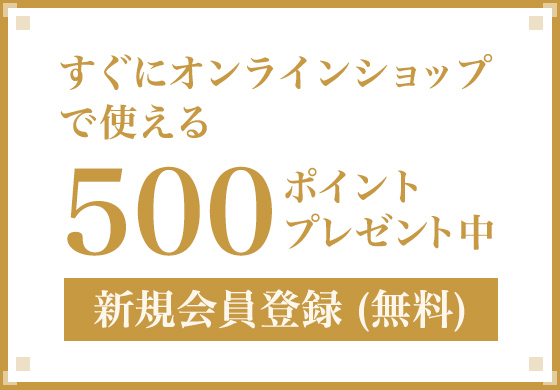 すぐにオンラインショップで使える500ポイントプレゼント中 新規会員登録（無料）